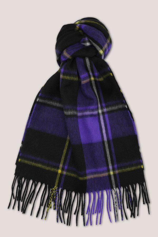 Classic Check Ripple Cashmere 100%  Scarf - Black x Purple x Yellow