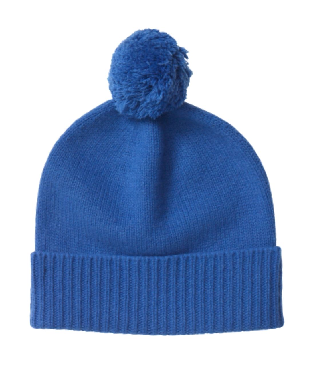 Plain Cashmere Beanie with Pom Pom Soft Sapphire