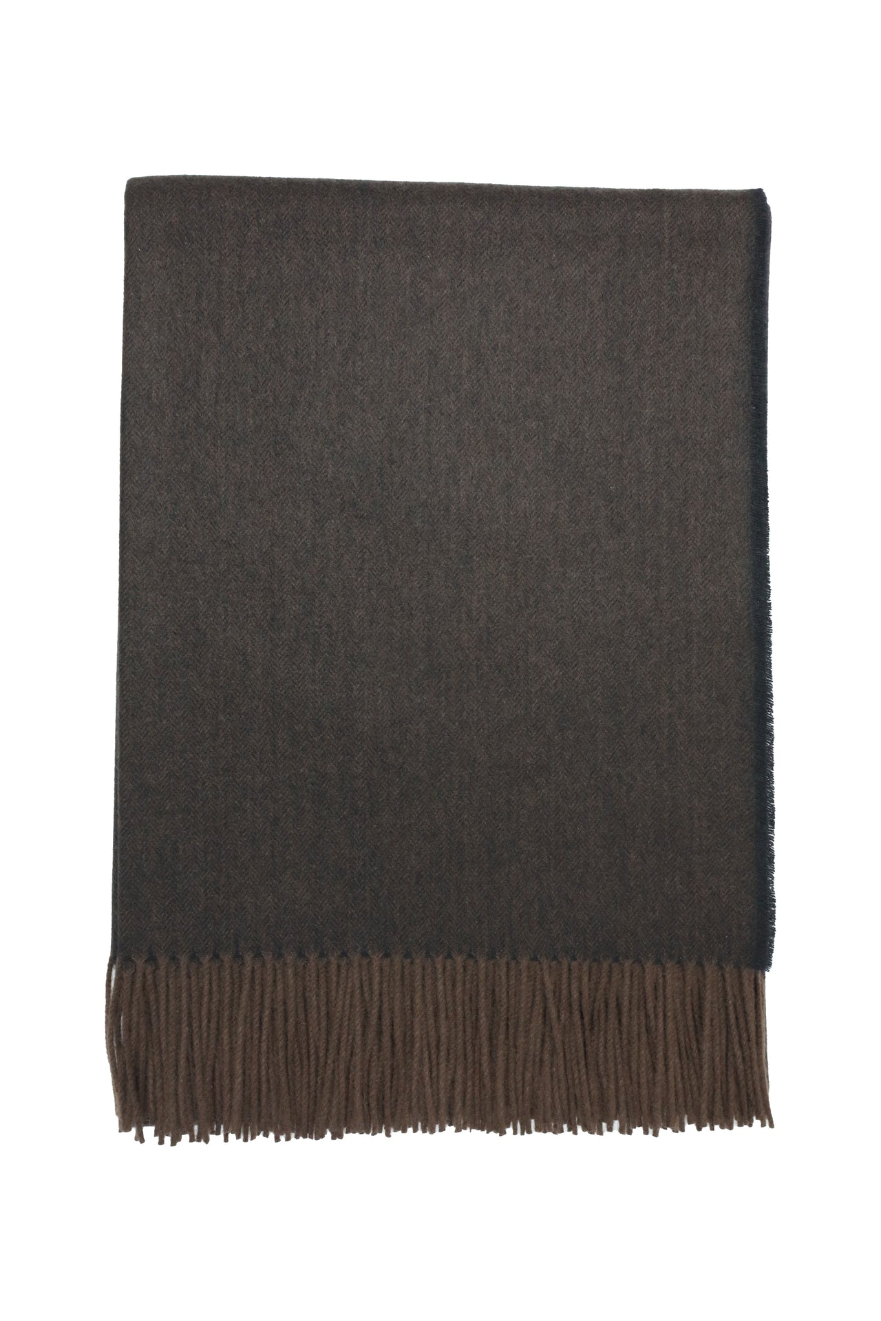 Classic Herringbone Ripple Cashmere Blanket - Brown x Black
