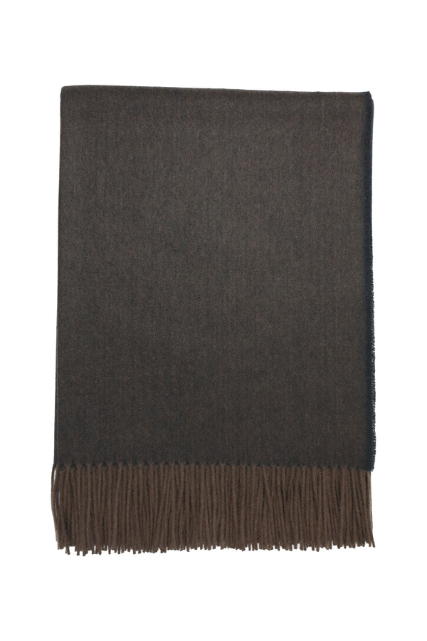 Classic Herringbone Ripple Cashmere Blanket - Brown x Black