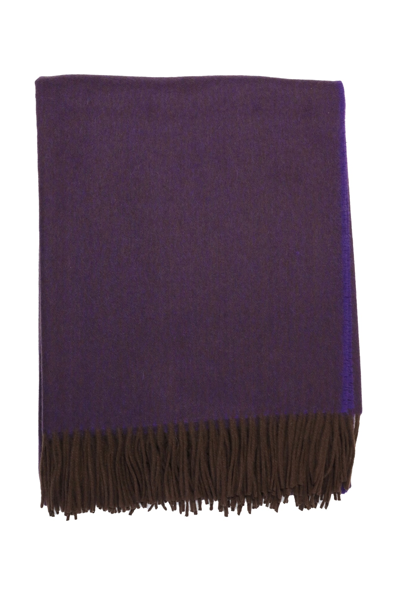 Classic Herringbone Ripple Cashmere Blanket - Purple x Dark Brown