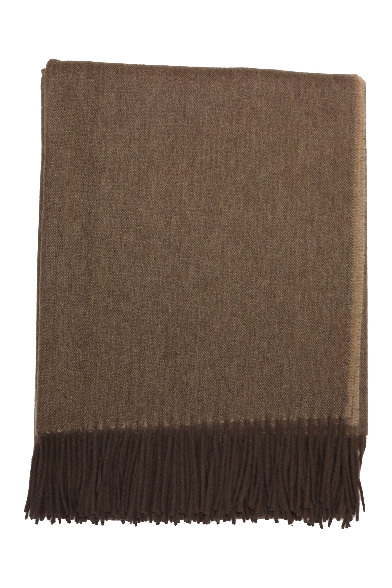 Classic Herringbone Ripple Cashmere Blanket - Fudge x Dark Brown