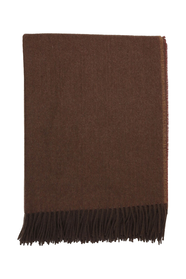Classic Herringbone Ripple Cashmere Blanket - Light Brown x Red