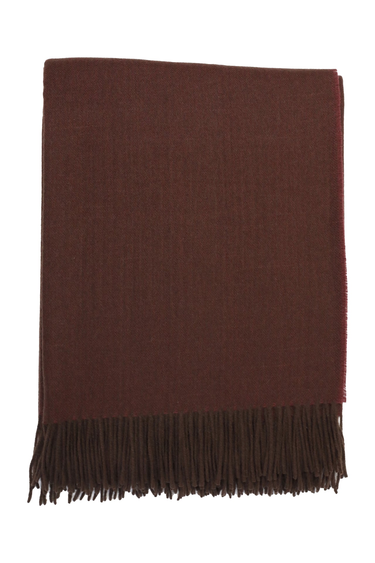 Classic Herringbone Ripple Cashmere Blanket - Wine x Dark Brown