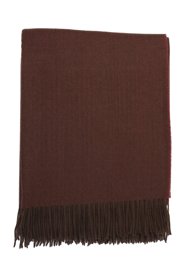 Classic Herringbone Ripple Cashmere Blanket - Wine x Dark Brown