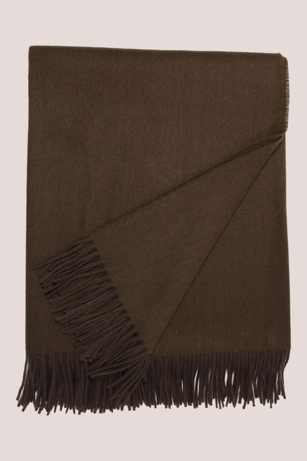 Classic Herringbone Ripple Cashmere Blanket - Brown
