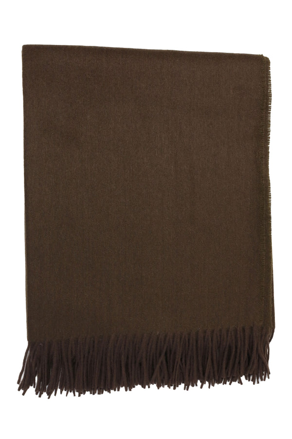 Classic Herringbone Ripple Cashmere Blanket - Brown