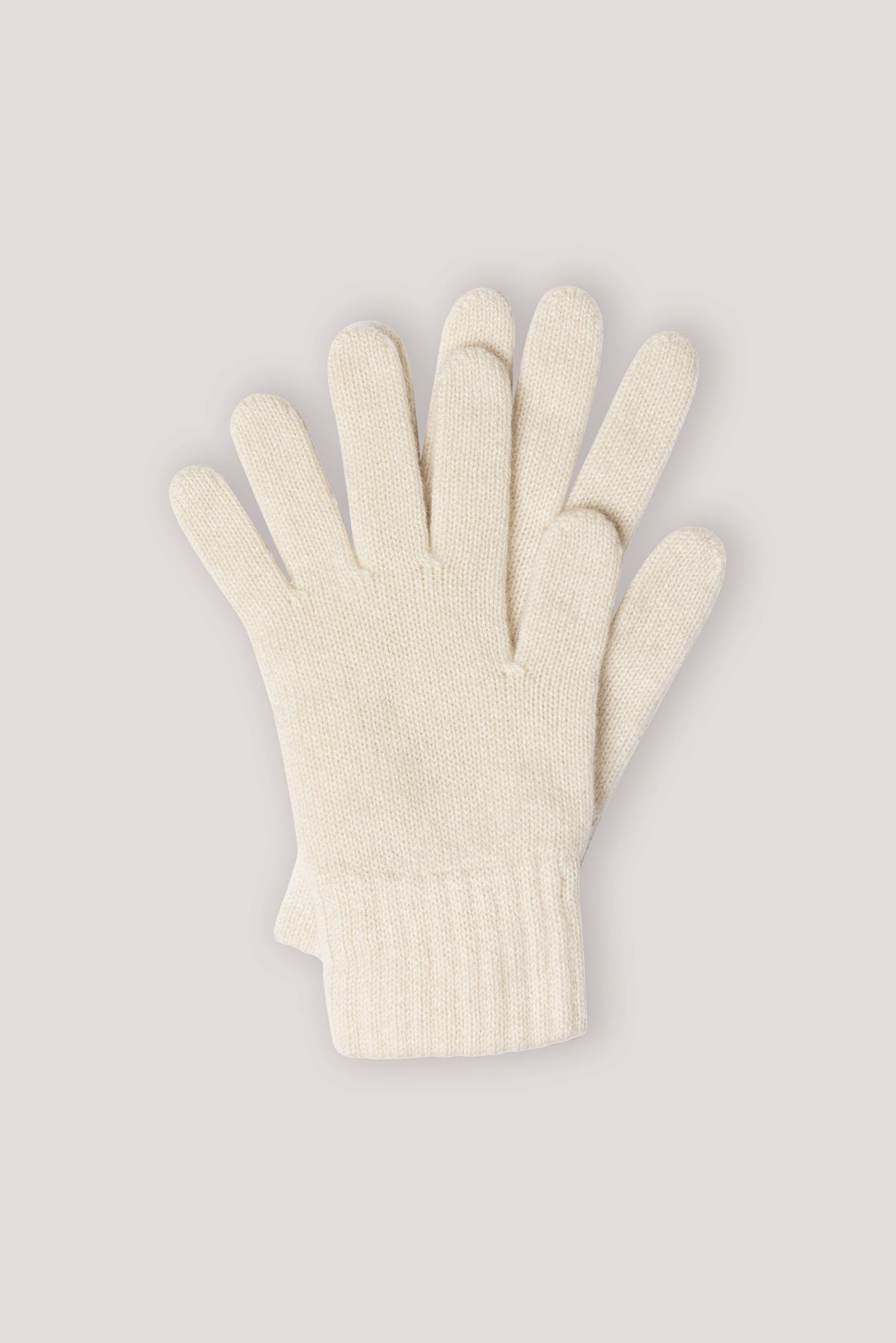 Woman's Plain Knit Cashmere Gloves Natural Undyed