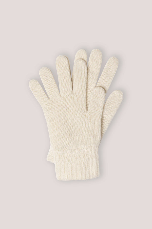 Woman's Plain Knit Cashmere Gloves Natural Undyed