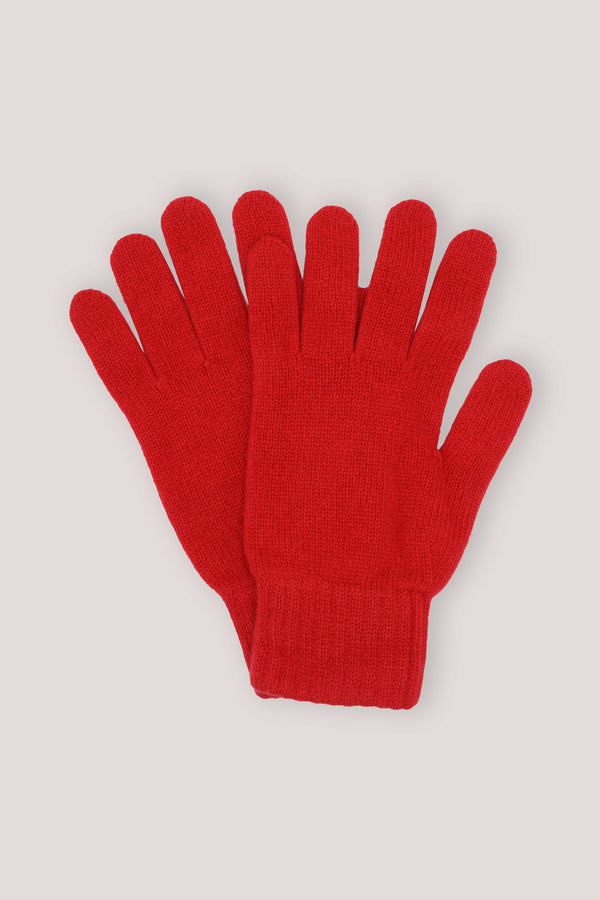 Woman's Plain Knit Cashmere Gloves Red