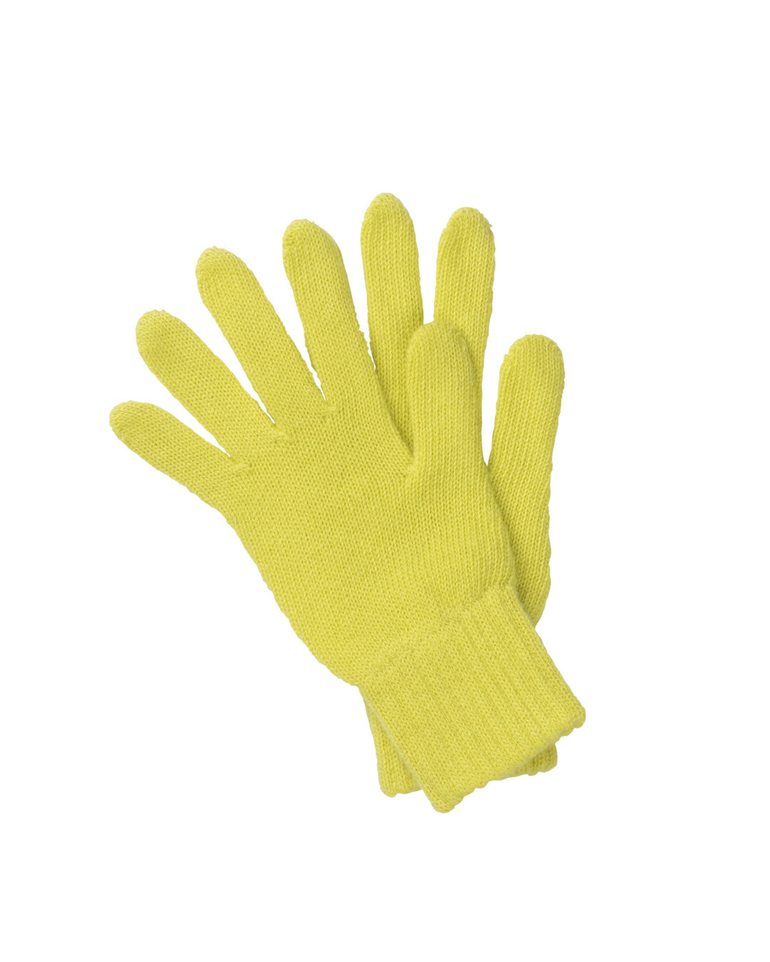 Woman's Plain Knit Cashmere Gloves Yellow