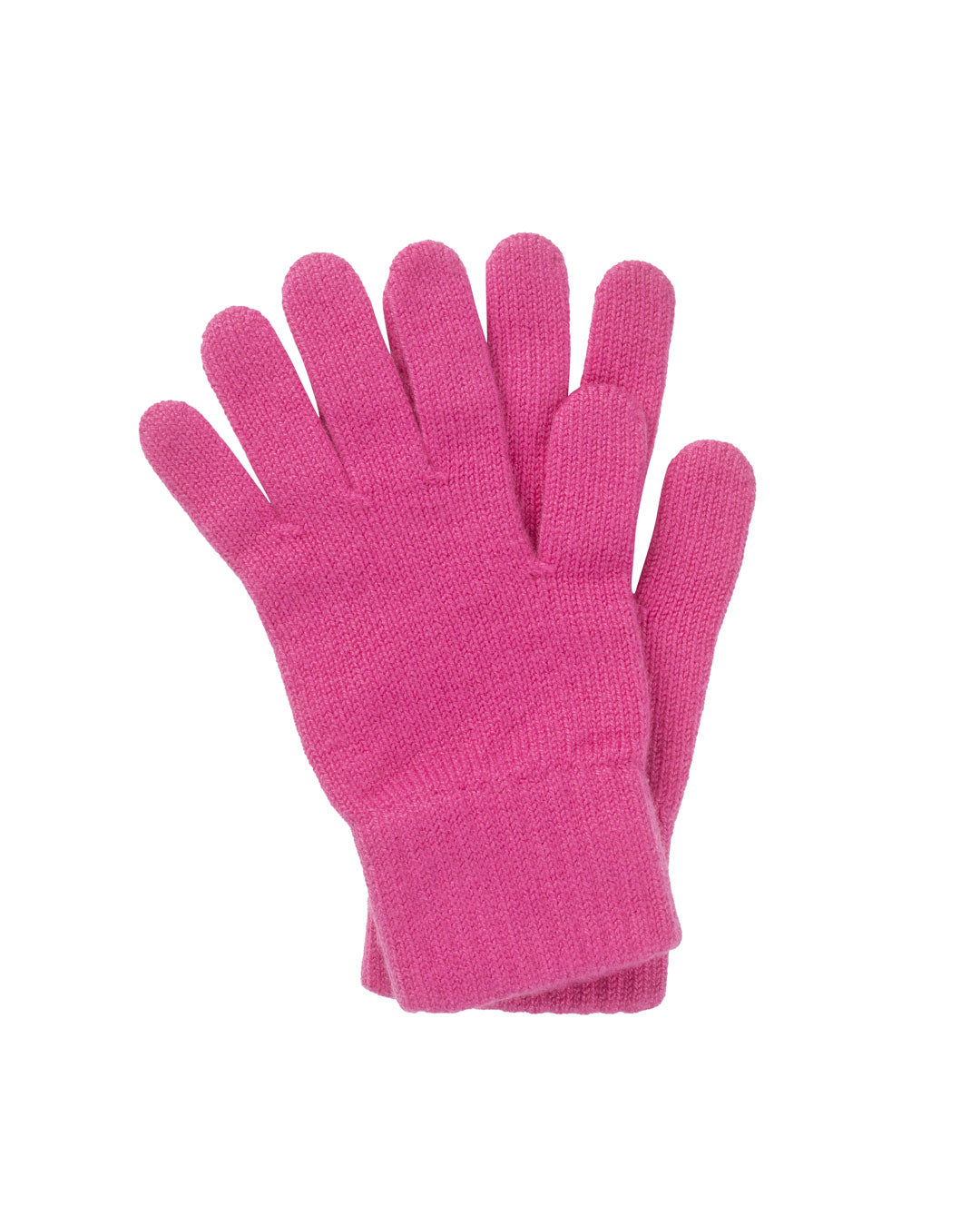 Woman's Plain Knit Cashmere Gloves Bright Pink