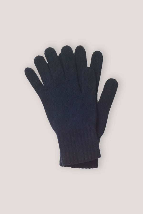 Men's Plain Knit Cashmere Gloves Navy Blue