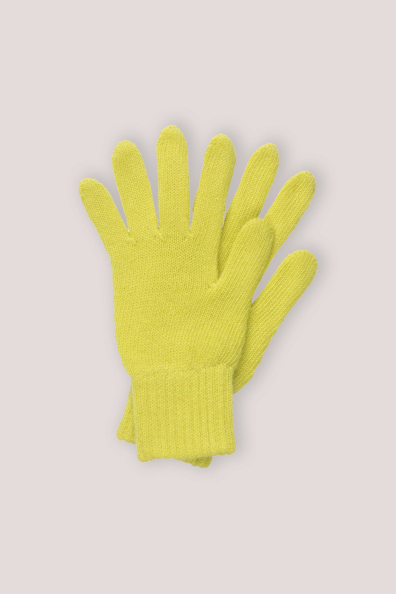 Woman's Plain Knit Cashmere Gloves Yellow