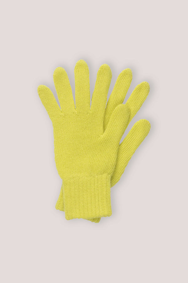 Woman's Plain Knit Cashmere Gloves Yellow