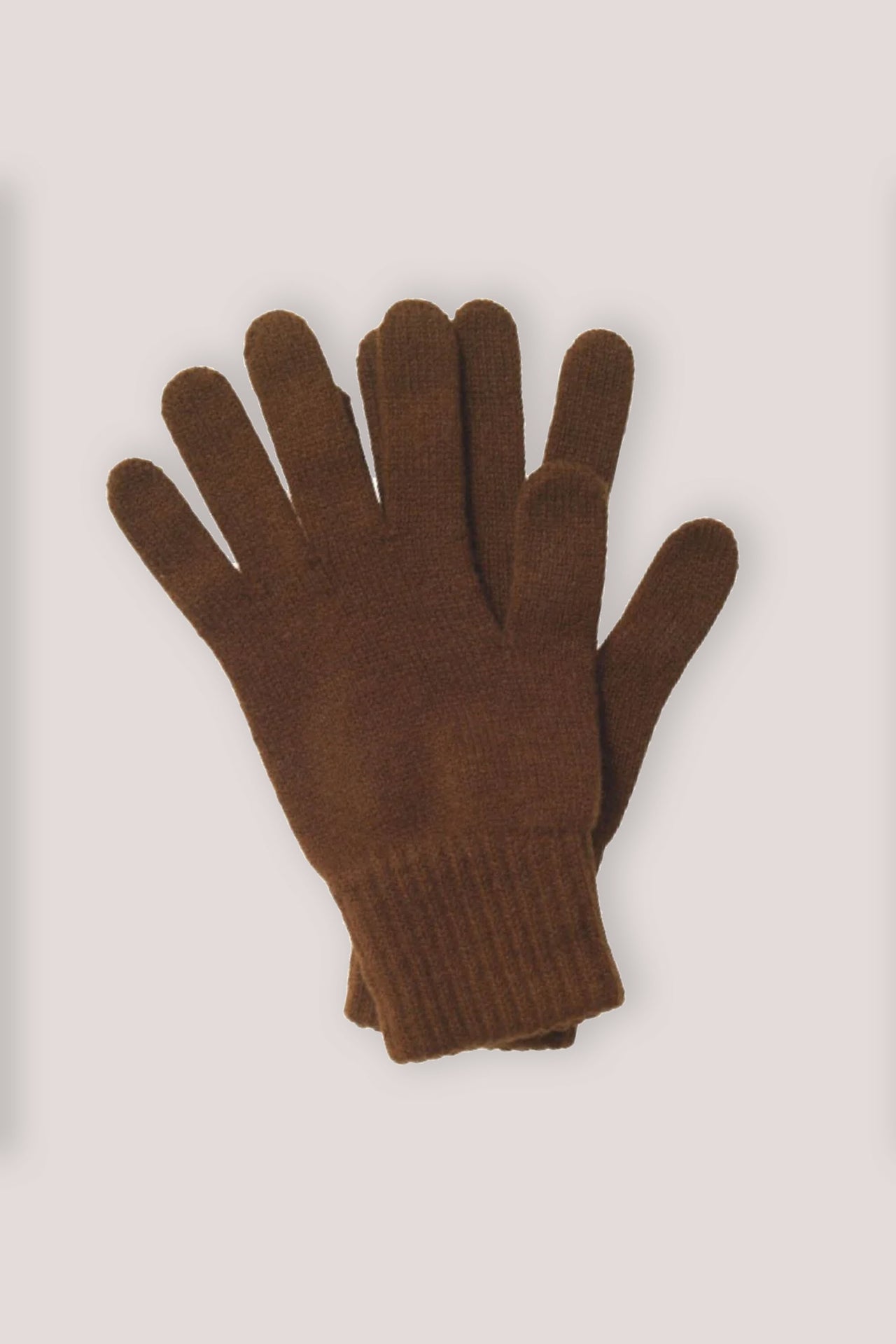 Woman's Plain Knit Cashmere Gloves Crocket Brown