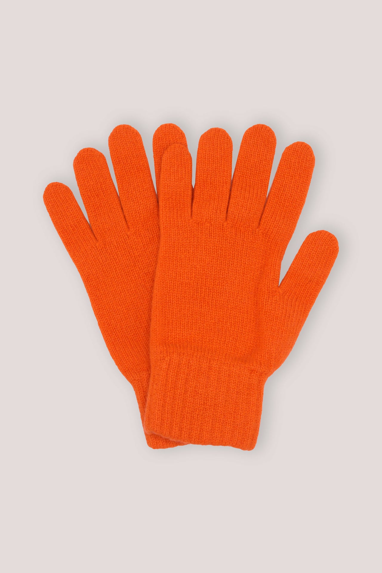 Woman's Plain Knit Cashmere Gloves Bright Orange