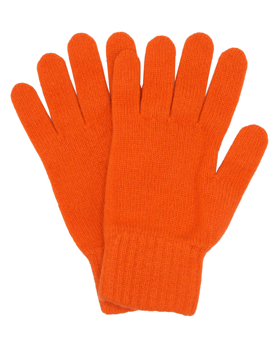 Woman's Plain Knit Cashmere Gloves Bright Orange