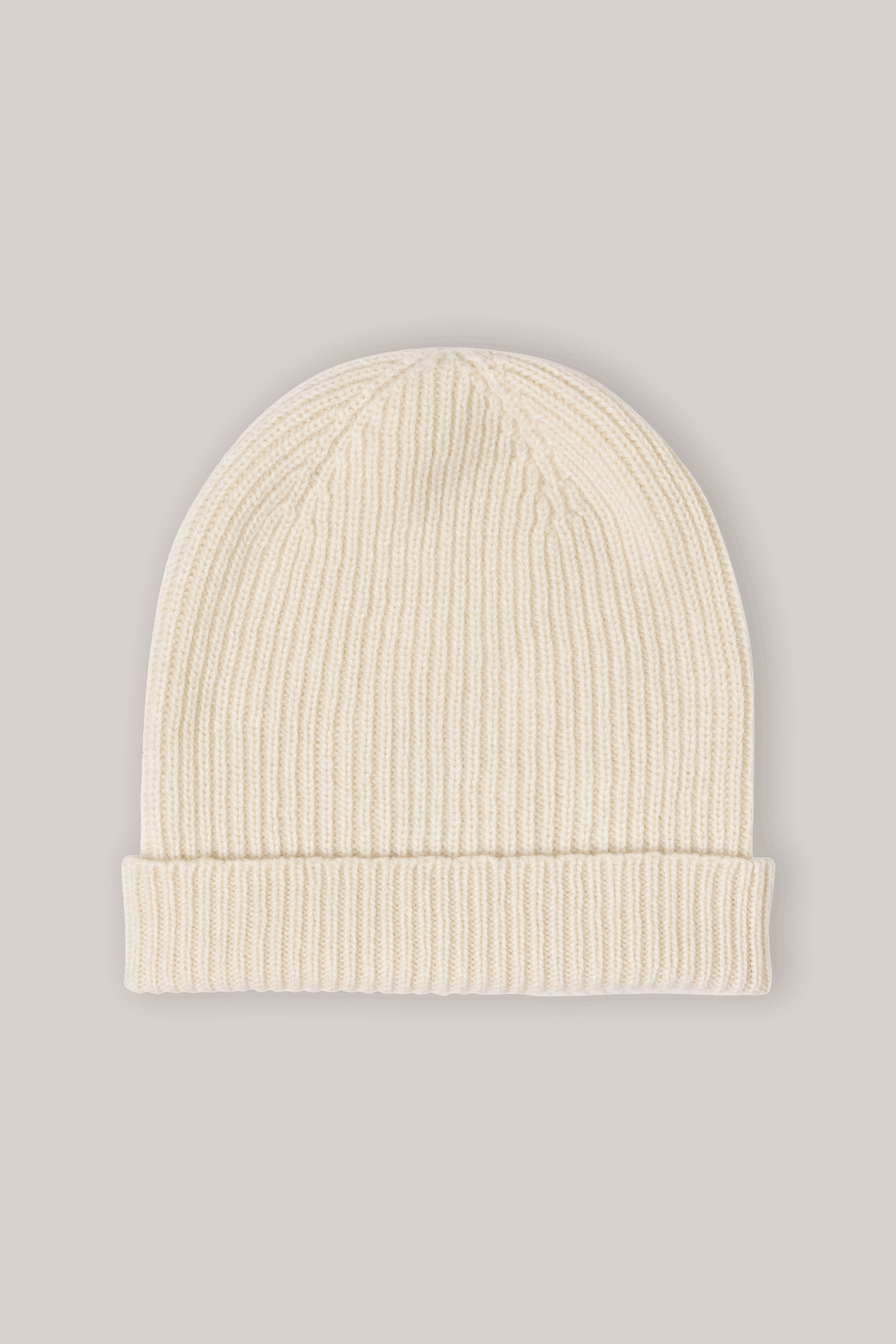 Rib Knit Cashmere Beanie Hat Natural Undyed