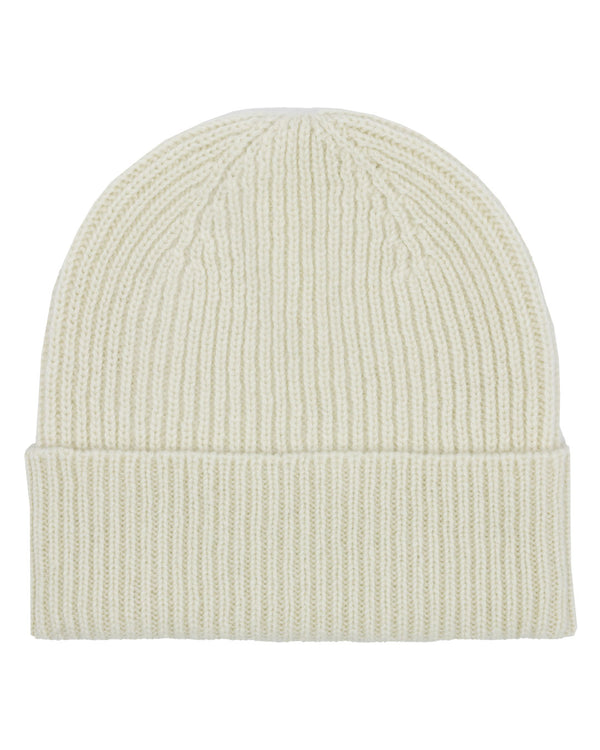 Rib Knit Cashmere Beanie Hat Natural Undyed