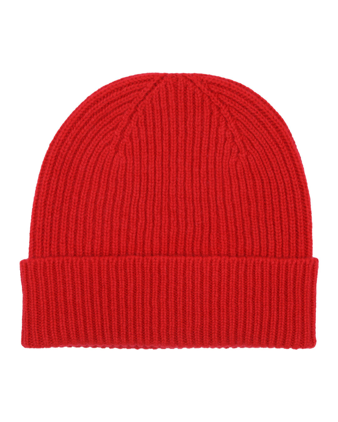 Rib Knit Cashmere Beanie Hat Scarlet Red