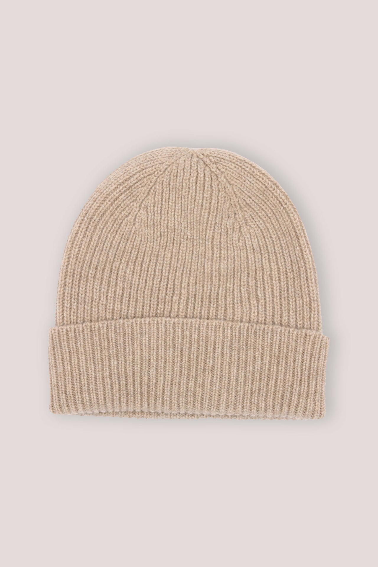 Rib Knit Cashmere Beanie Hat Oatmeal