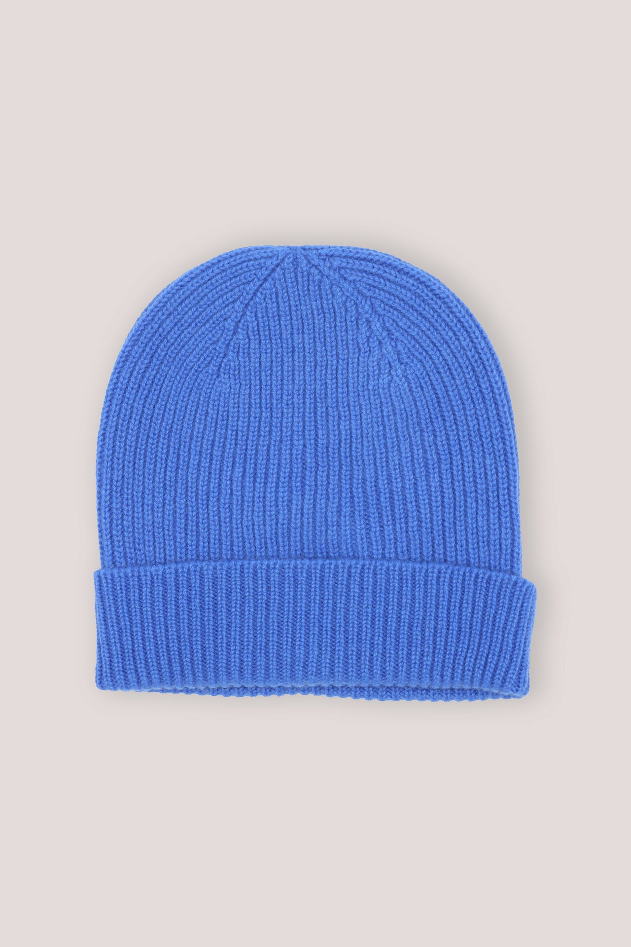 Rib Knit Cashmere Beanie Hat Sapphire Blue