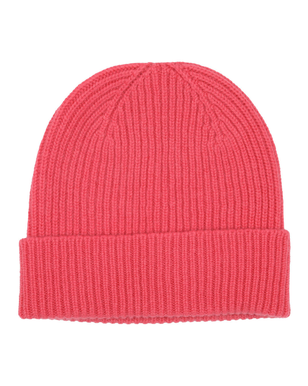 Rib Knit Cashmere Beanie Hat Coral Pink