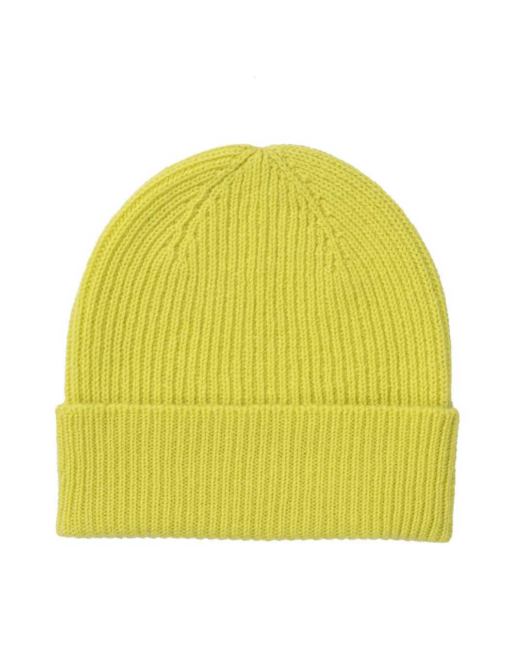 Rib Knit Cashmere Beanie Hat Yellow