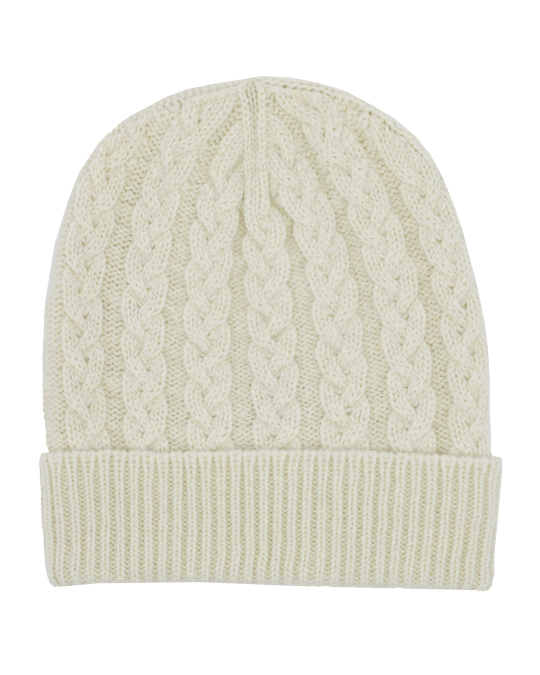 Cable Knit Cashmere Beanie Hat Natural Undyed