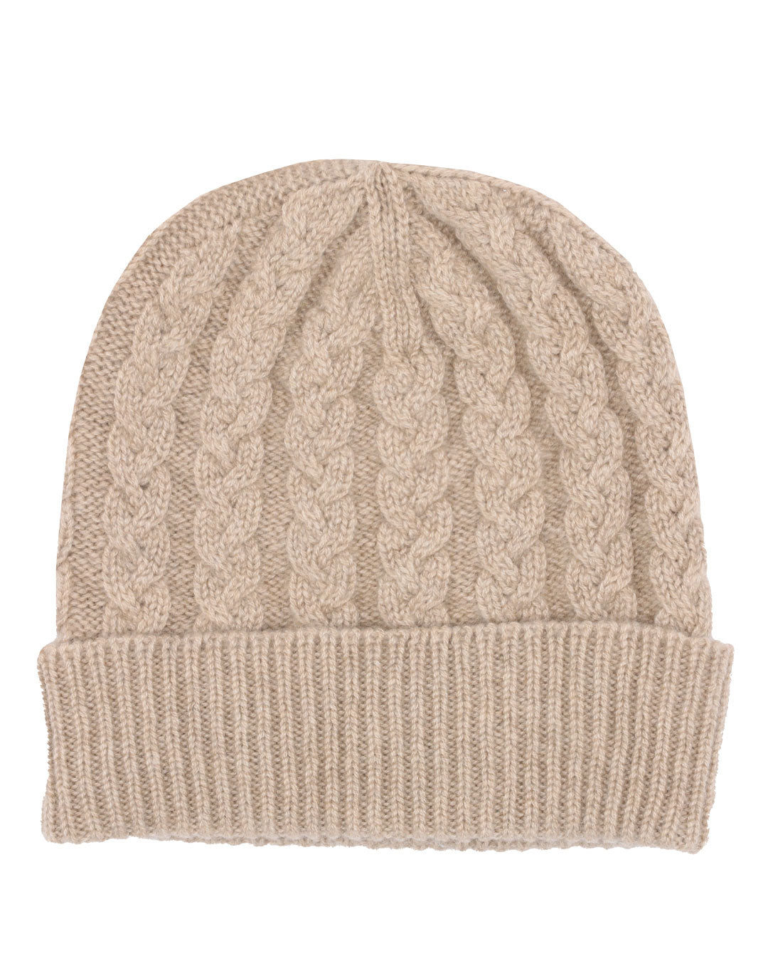 Cable Knit Cashmere Beanie Hat Oatmeal