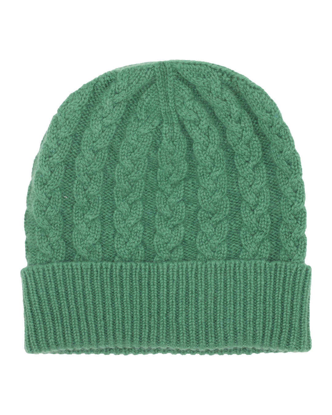 Cable Knit Cashmere Beanie Hat Emerald Green