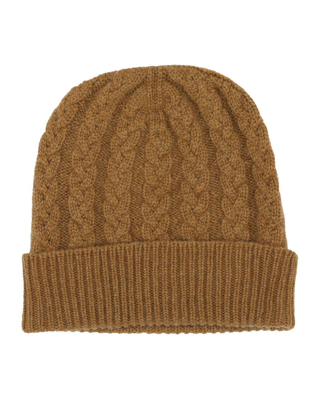 Cable Knit Cashmere Beanie Hat Crocket Brown