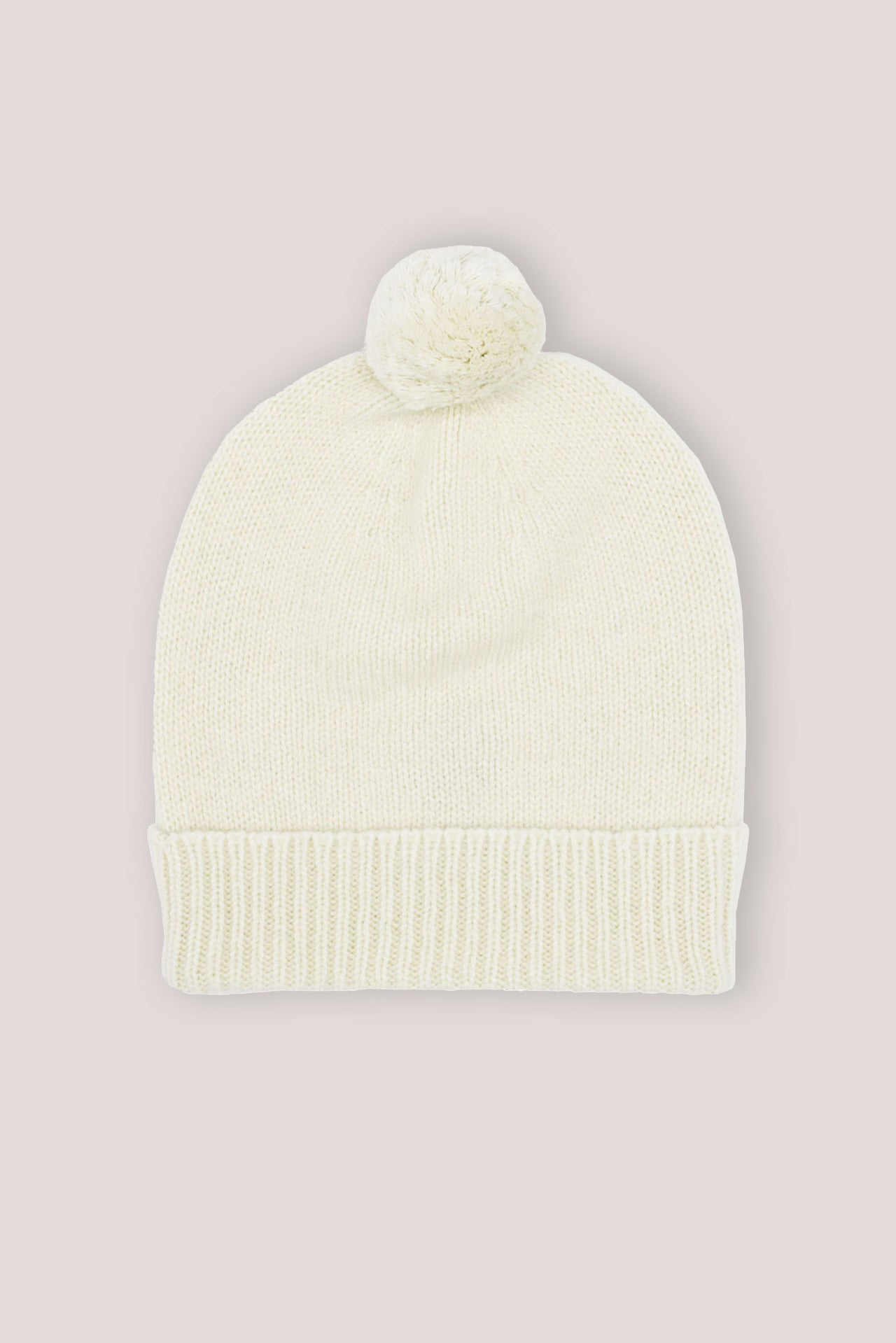 Plain Cashmere Beanie with Pom Pom Natural Undyed