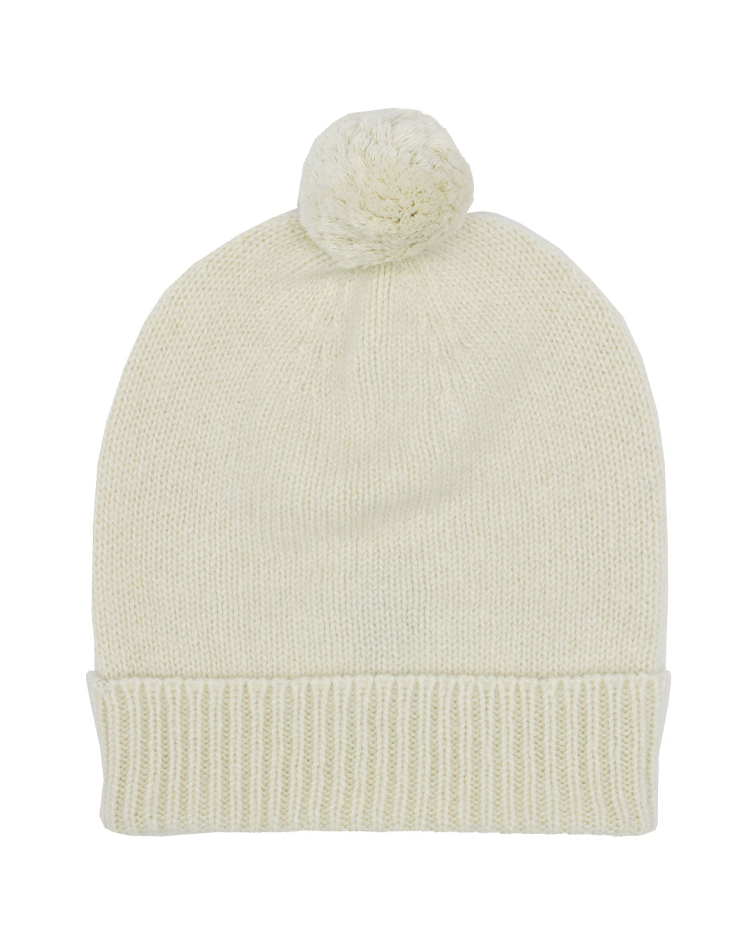 Plain Cashmere Beanie with Pom Pom Natural Undyed