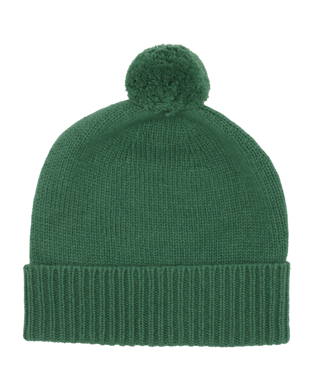 Plain Cashmere Beanie with Pom Pom Emerald Green