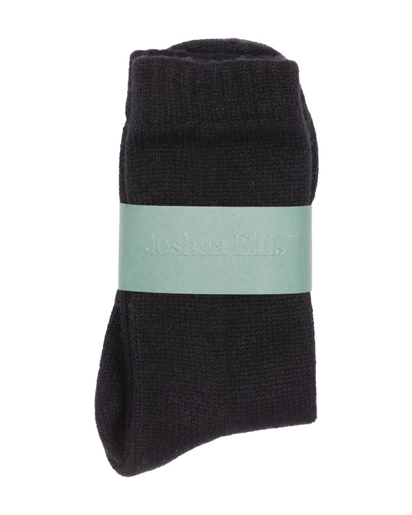 Women's Rib Knit Cashmere Socks Black