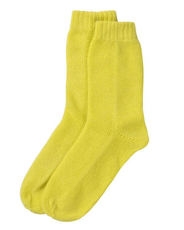 Women's Rib Knit Cashmere Socks Yellow