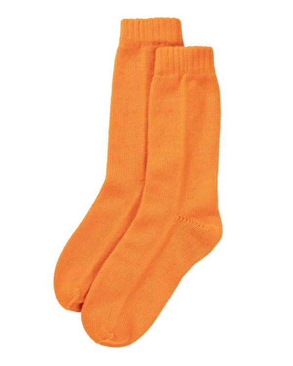 Women's Rib Knit Cashmere Socks Orange