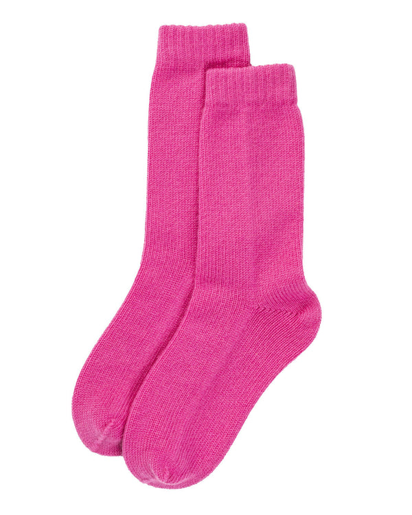 Women's Rib Knit Cashmere Socks Bright Pink