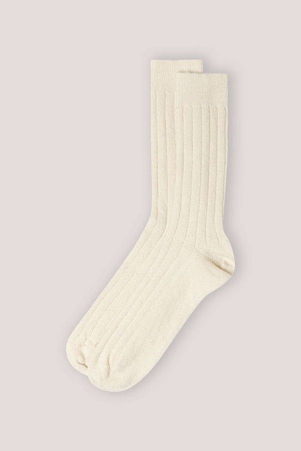 Men's Knitted Cashmere Bed Socks Natural Undyed White