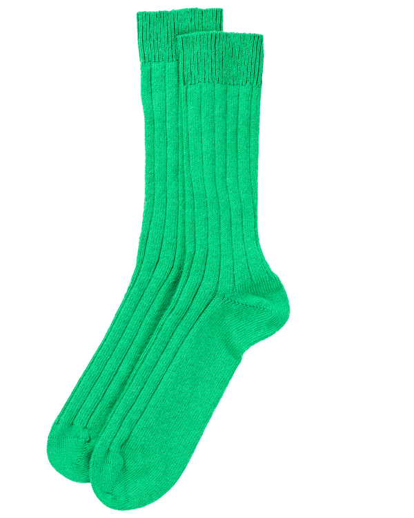 Men's Knitted Cashmere Bed Socks Lime Green