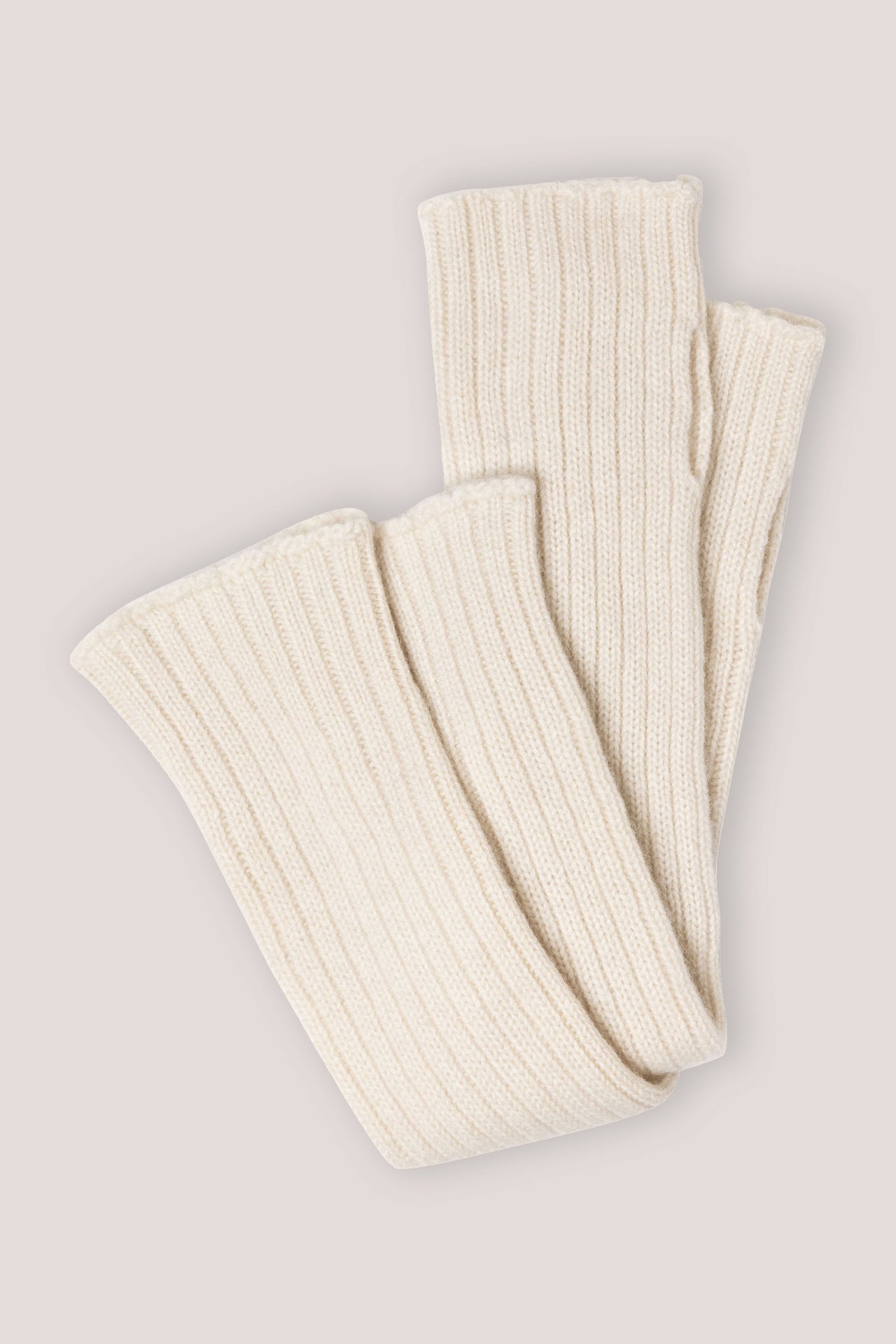 Rib Knit Long Cashmere Wrist Warmer Natural Undyed