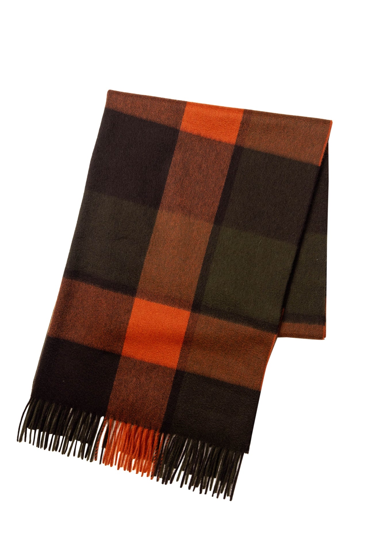 Block Check Cashmere Stole Brown x Red