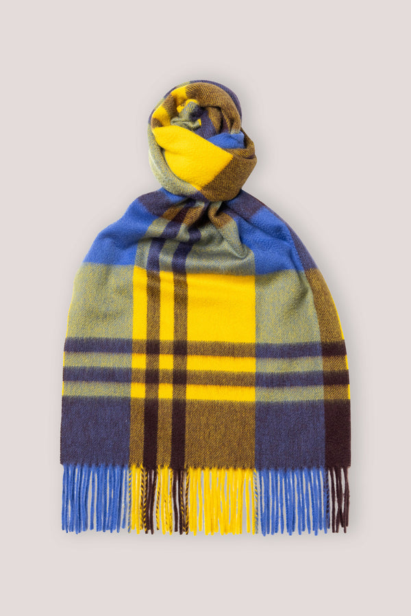 Black Watch Classic Check Cashmere Scarf Yellow x Blue