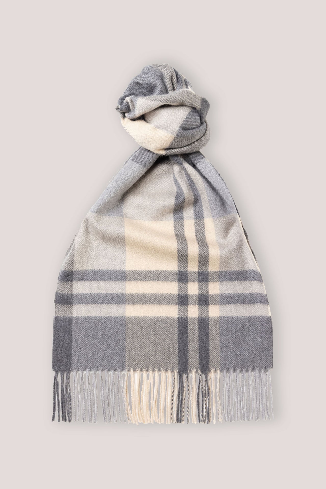 Black Watch Classic Check Cashmere Scarf Grey