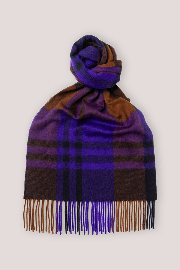 Black Watch Classic Check Cashmere Scarf Red x Purple