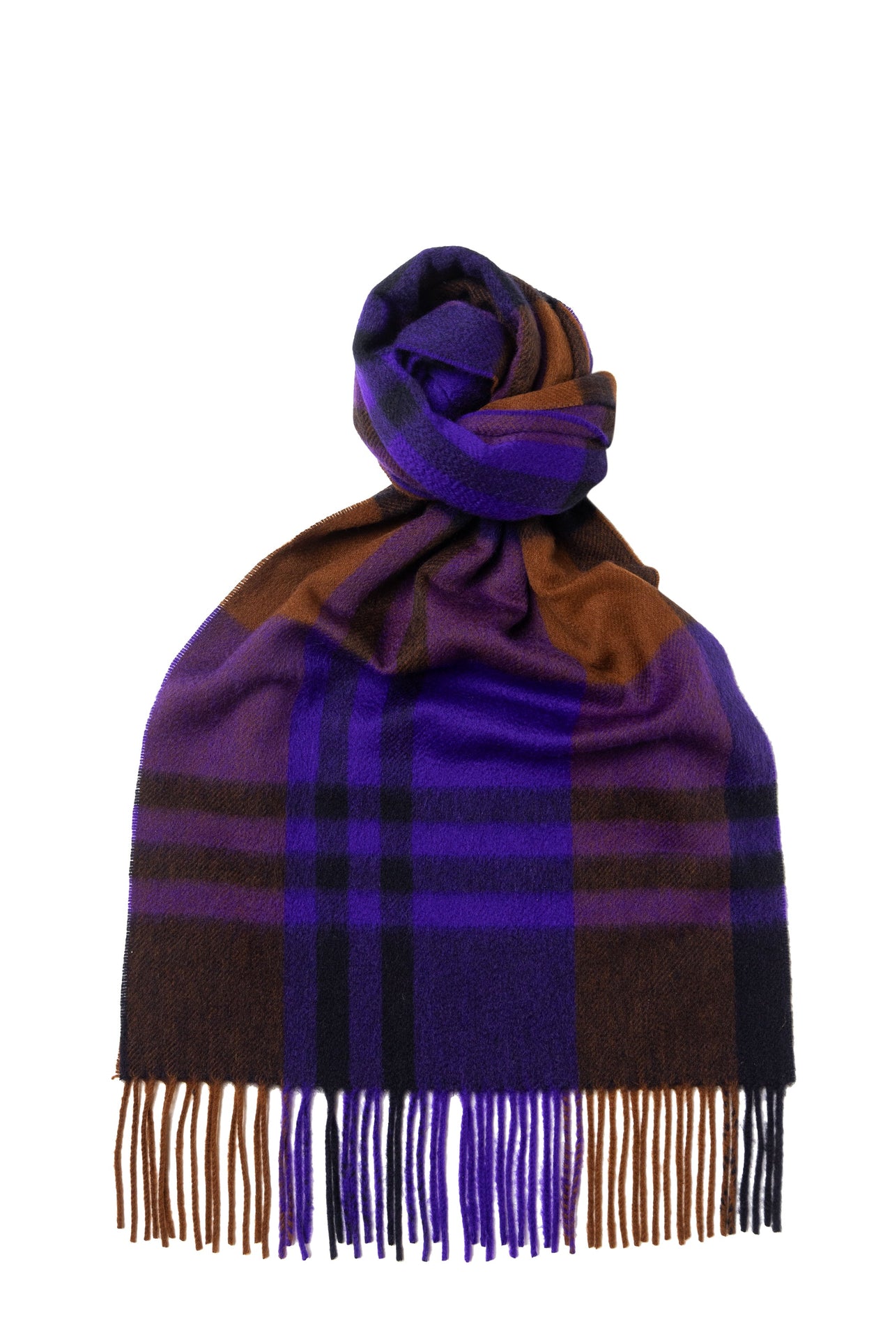 Joshua Ellis Classic Check Cashmere Black Watch Scarf Red x Purple