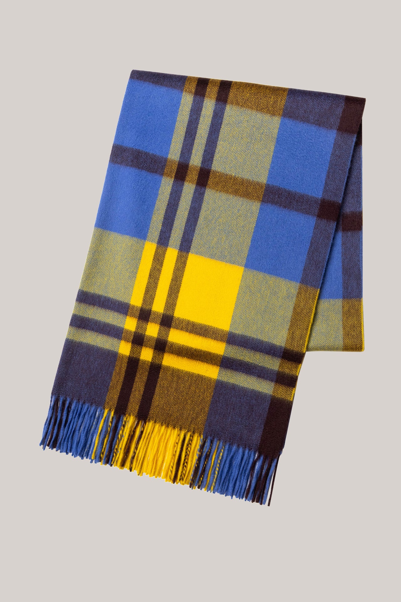 Primary Black Watch Cashmere Stole Yellow x Blue