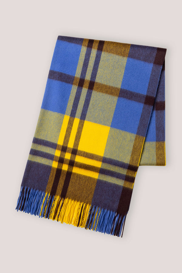 Primary Black Watch Cashmere Stole Yellow x Blue